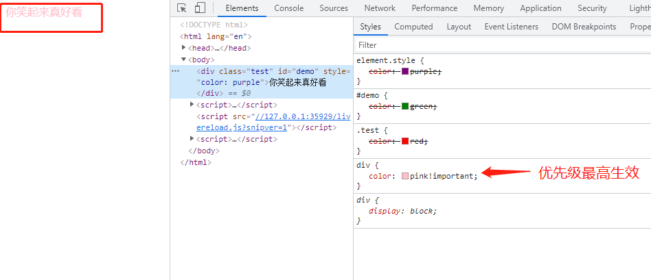 CSS 多个选择器优先级，叠加选择器权重，important