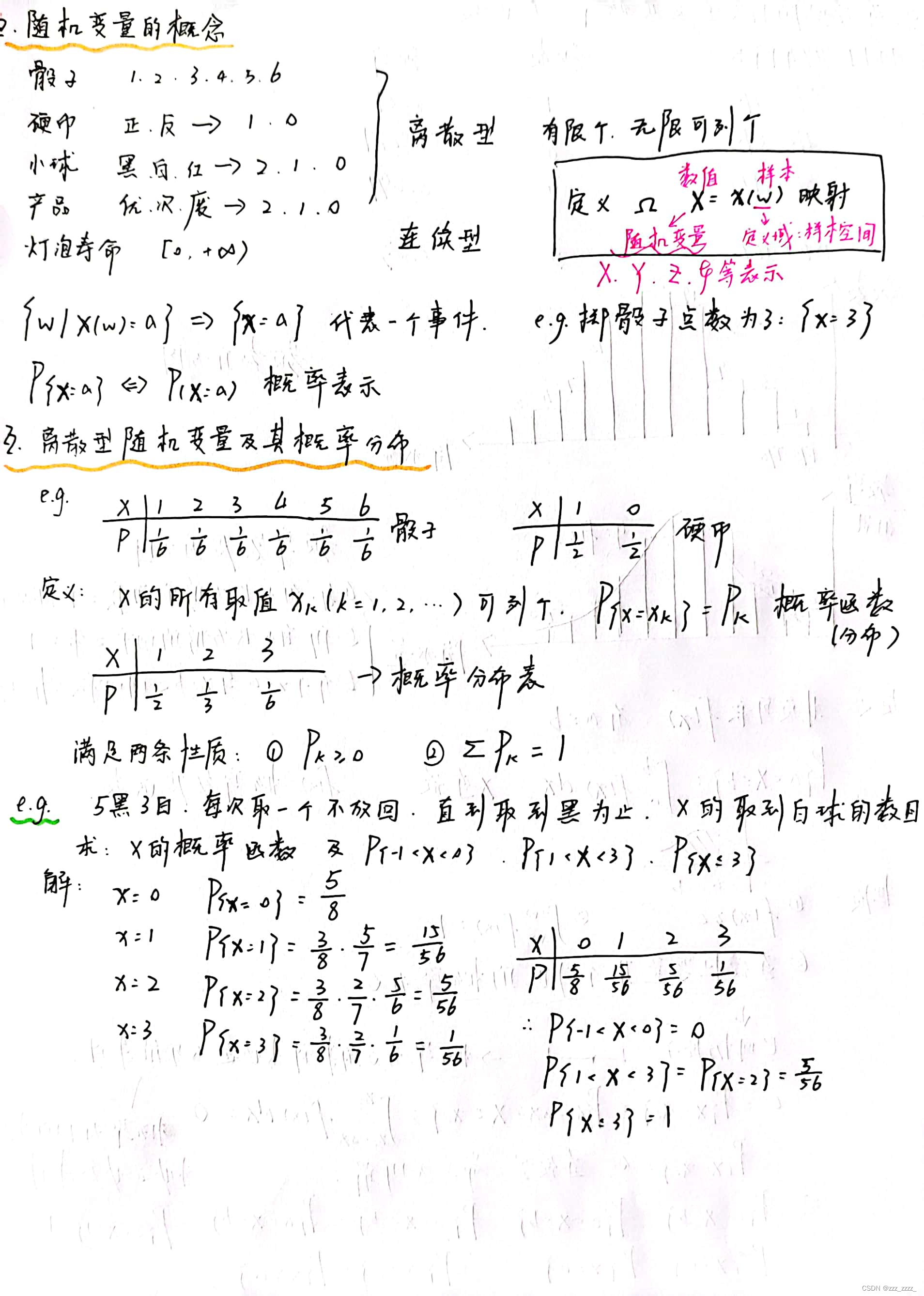 【概率论与数理统计】随机变量、离散型随机变量及其概率分布、连续性随机变量及其概率密度函数、分布函数-CSDN博客