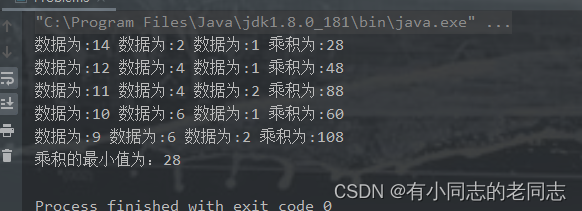 java编程:给定⼀组正整数数组M，找出M数组中N项和为给定数S。如果有多对N项数字的和都等于 S，则输出N个数的乘积最⼩的哪⼀项，没有则返回空