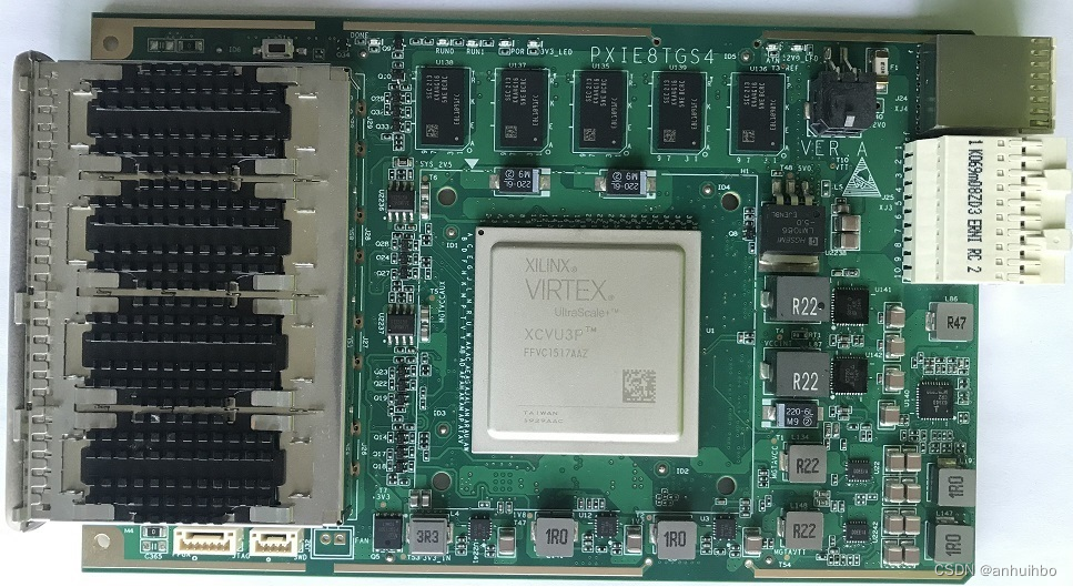 PXIE板卡，4口QSFP+，PCIE GEN3 X8，XILINX FPGA XCVU3P设计