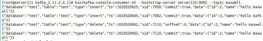 shell消费者输出结果