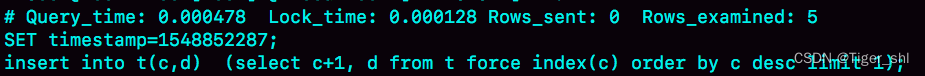 图 3 慢查询日志 -- 将数据插入表 t