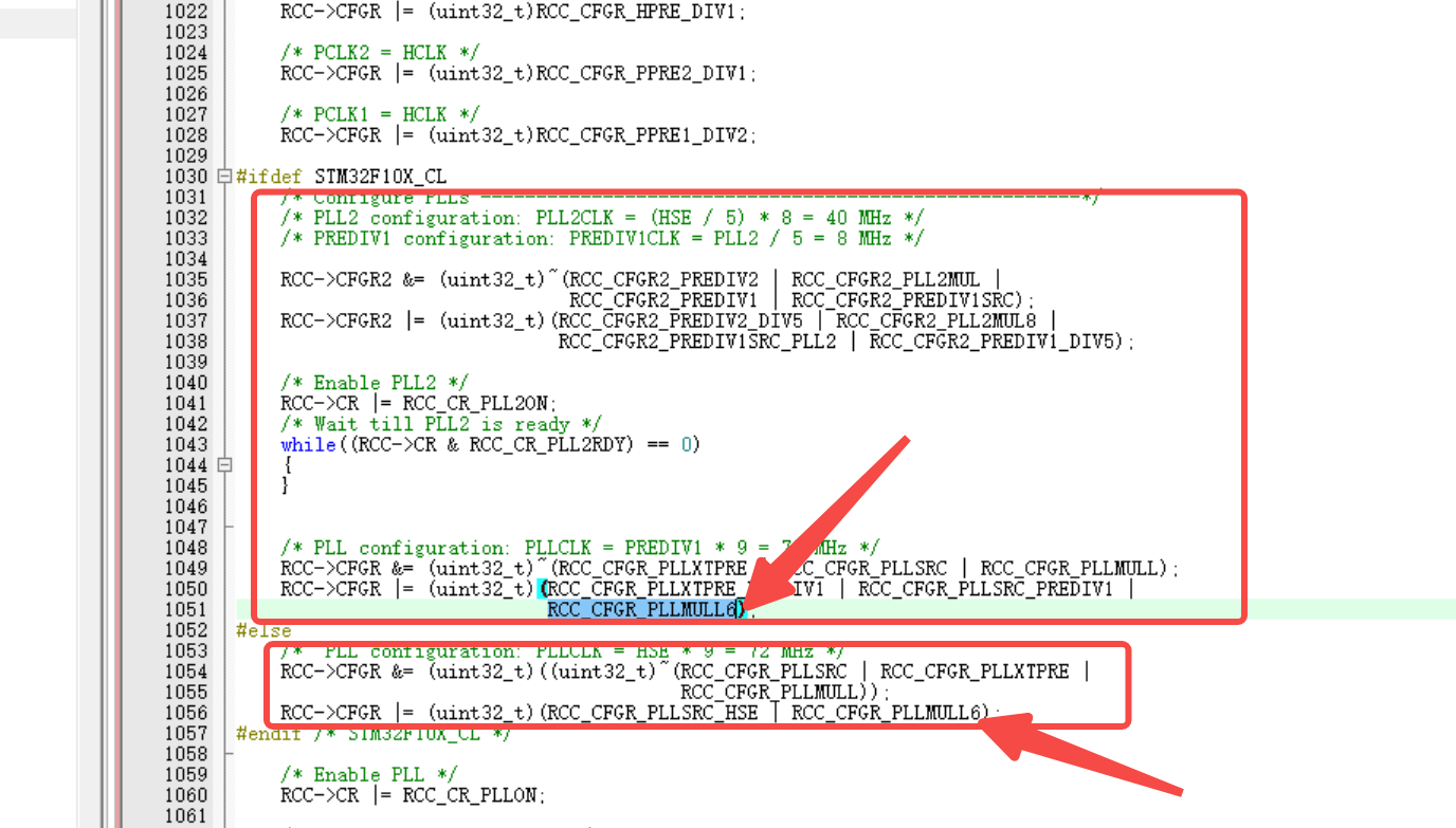 stm32外部时钟为12MHZ，修改代码适配