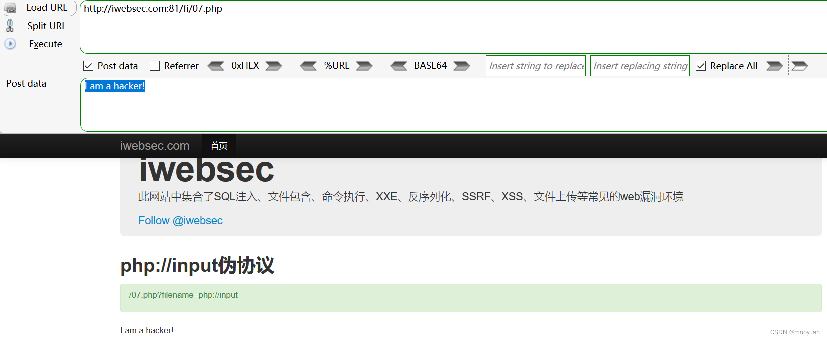 iwebsec靶场 文件包含漏洞通关笔记7-php://input伪协议