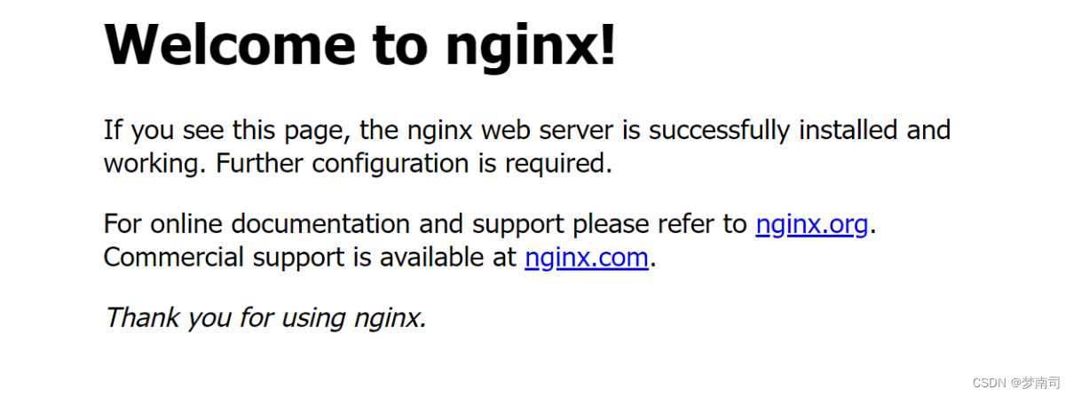 nginx service successfully started page