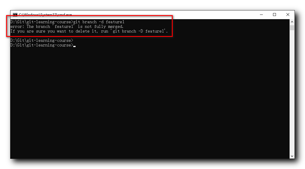 git-error-the-branch-feature1-is-not-fully-merged