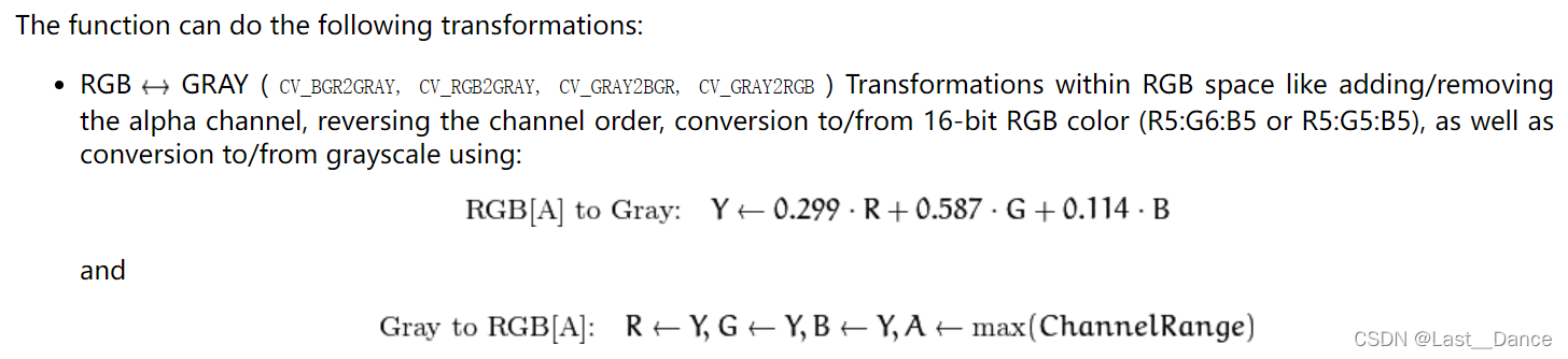 RGB和GRAY的转换公式