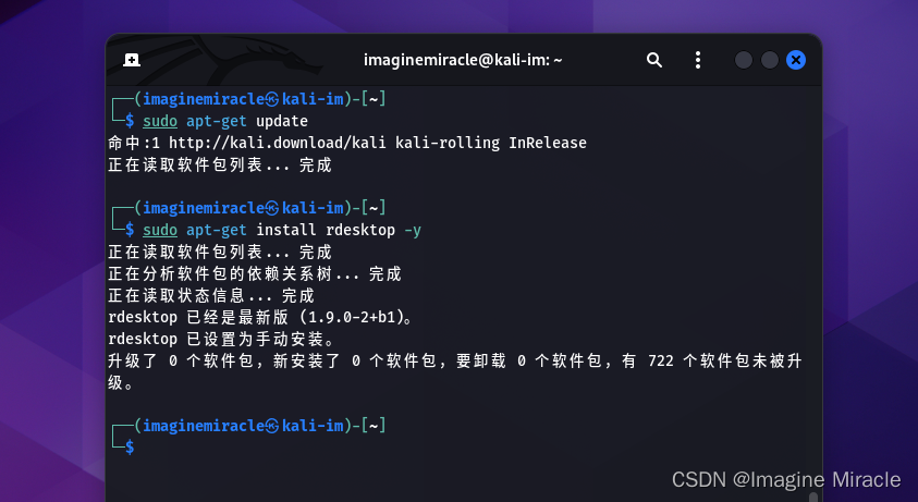 Kali Linux 安装使用远程桌面连接远程服务器