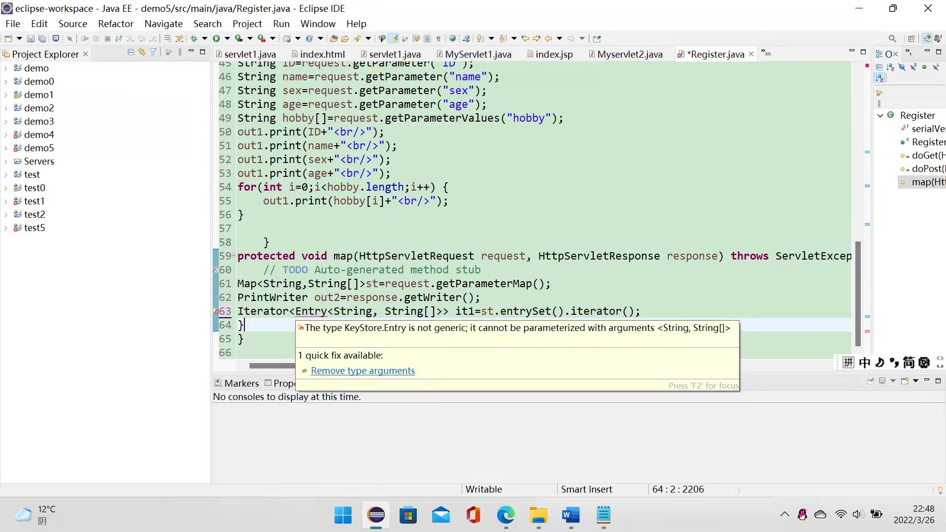 Iterator＜Entry＜String, String[]＞＞ it1=st.entrySet().iterator()；报错_entry