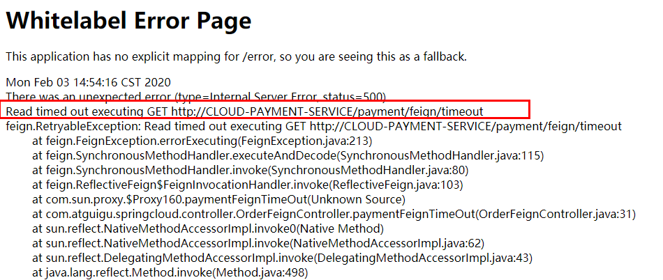 Feign 超时报错