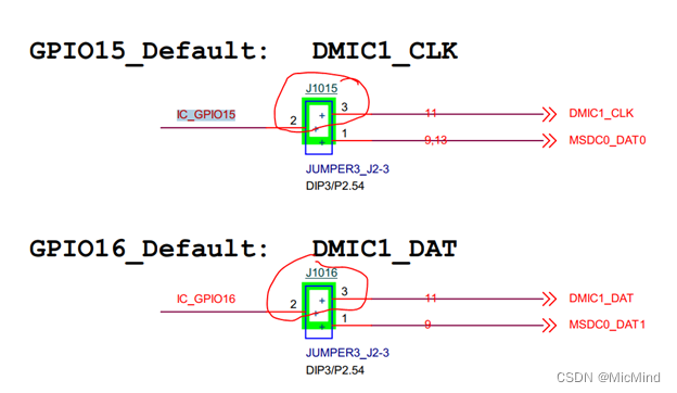 图3：DMIC1跳线冒的选则