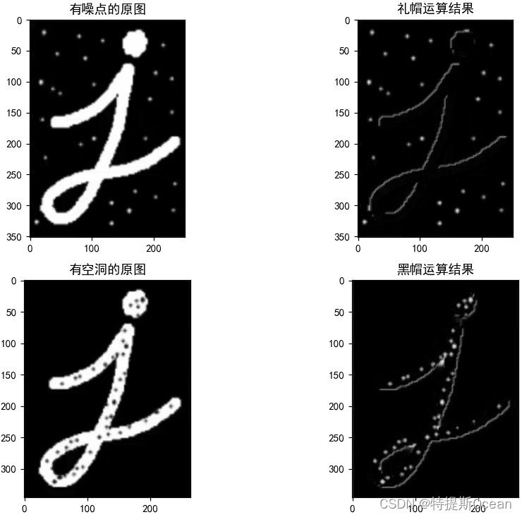 礼帽运算和黑帽运算结果图