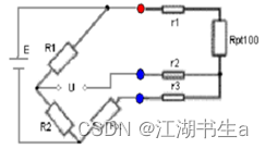  PT100 三线制桥式测温电路