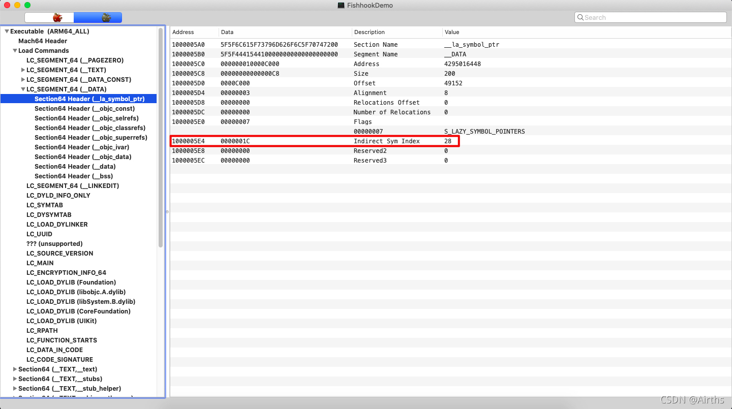 LC_SEGMENT_64 (__DATA).Section64 Header (__la_symbol_ptr)