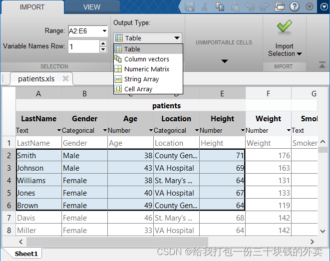 Matlab：导入电子表格_怎么在matlab里输入表格CSDN博客