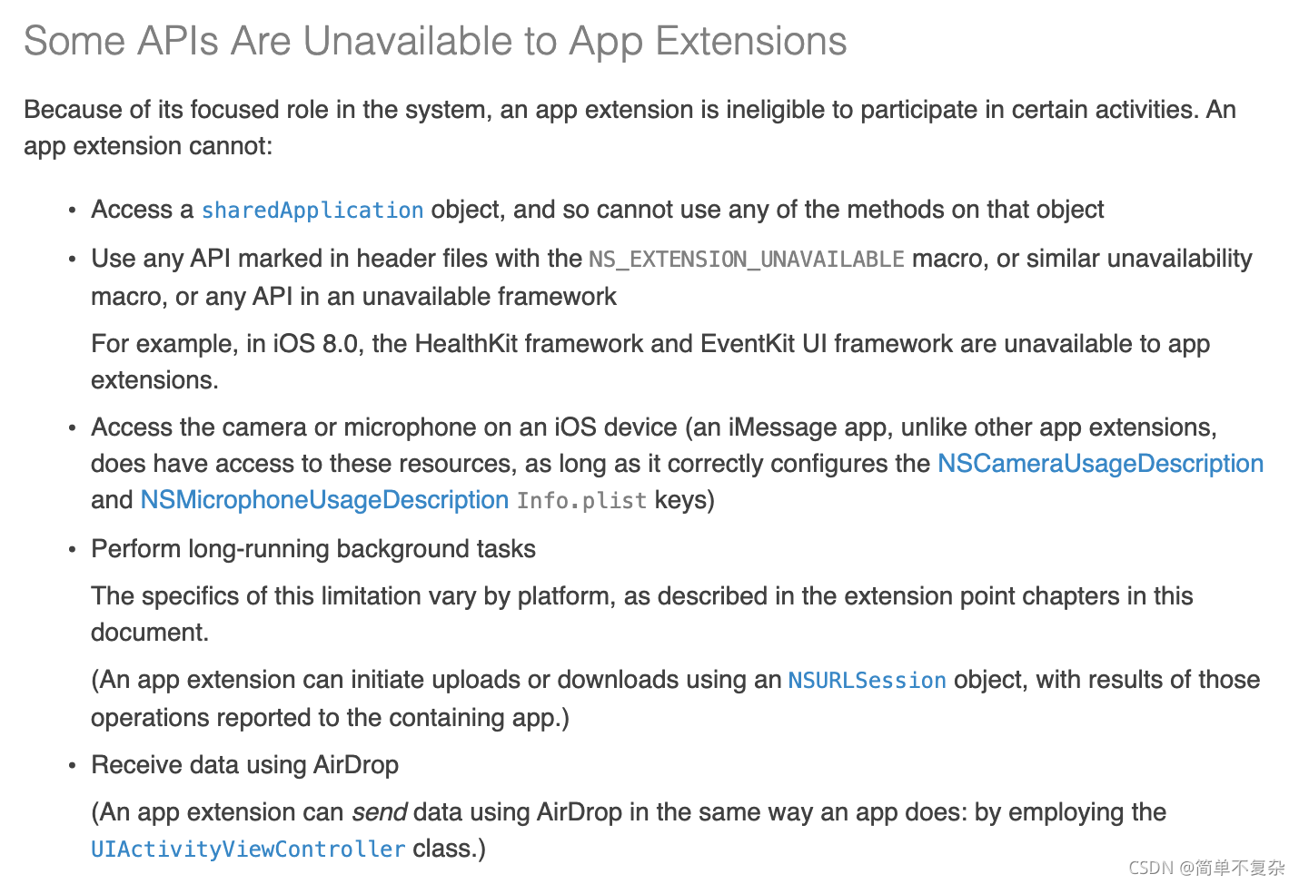 Some APIs Are Unavailable to App Extensions