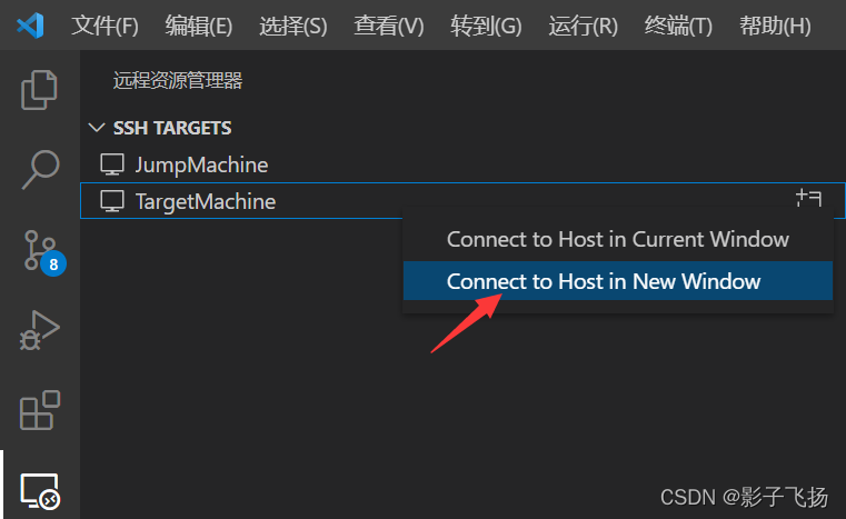 在新窗口打开连接的远程主机
