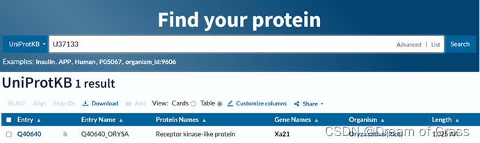图5 在UniProt中检索U37133