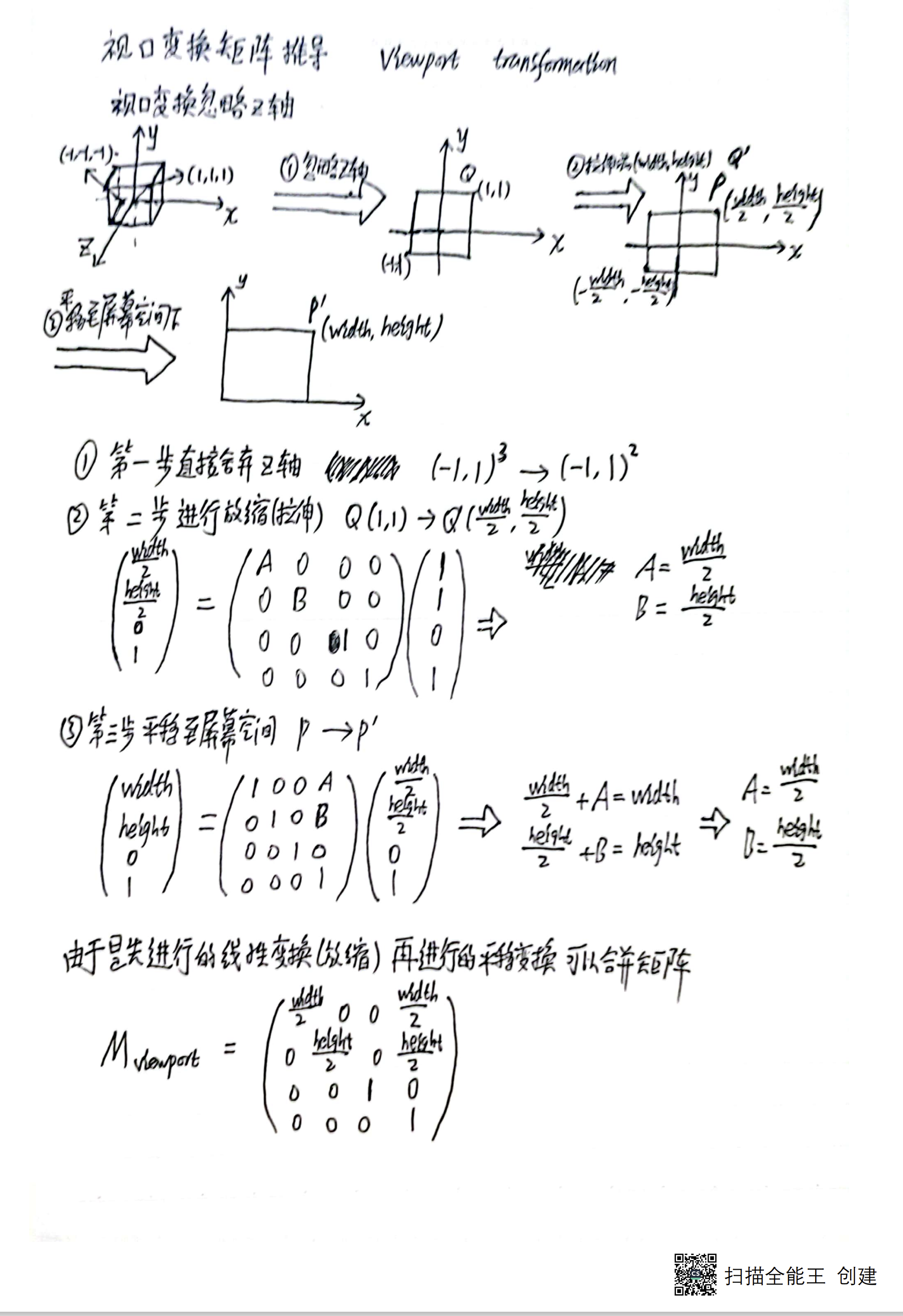 计算机图形学Viewing视图变换理论和公式推导