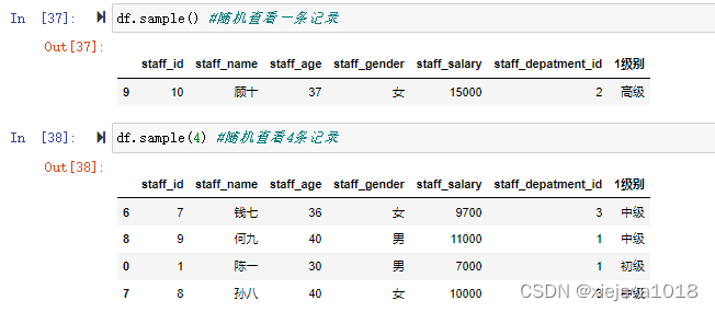 随机查看样本 sample(n)