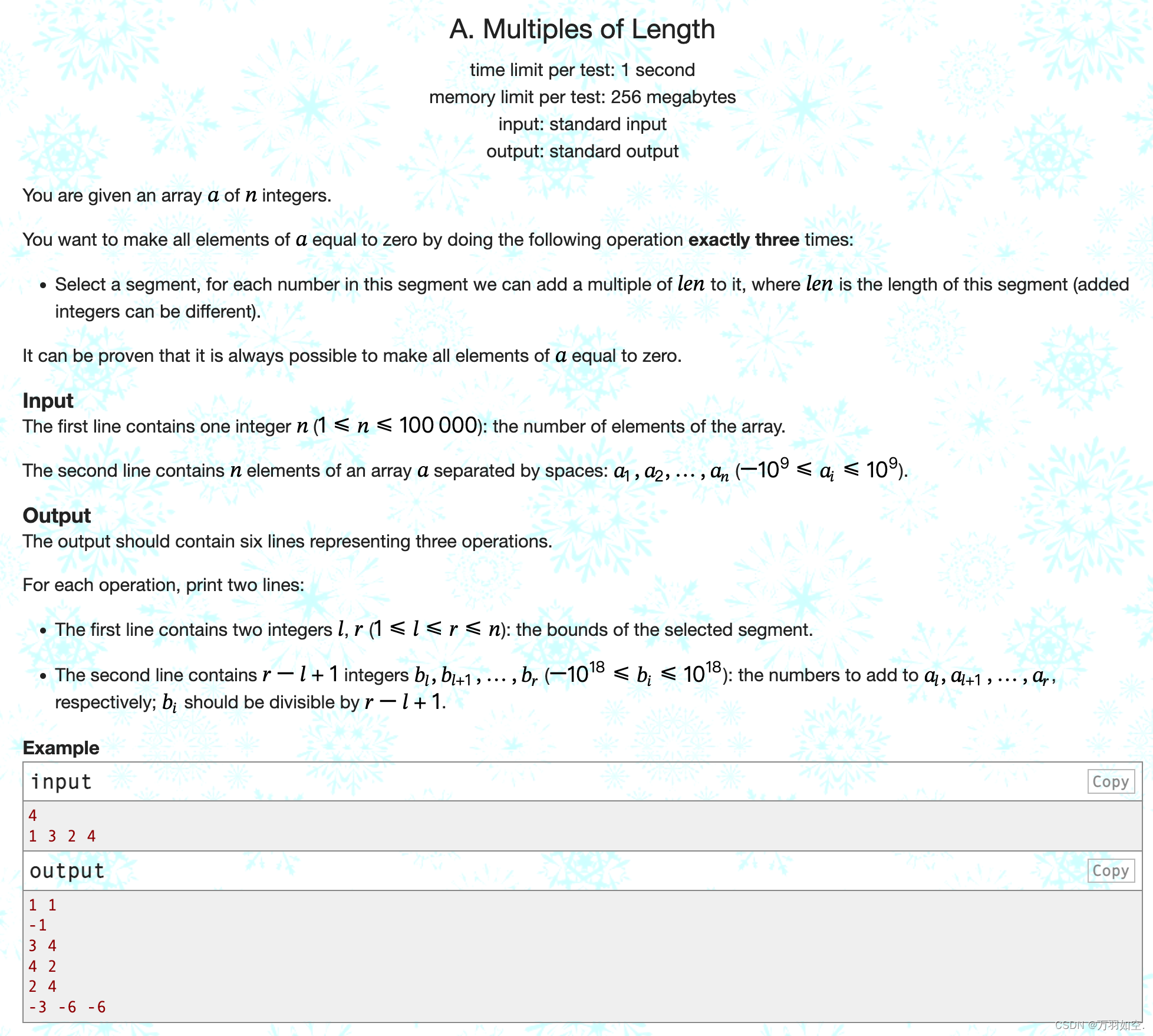 Codeforces Round #666 (Div. 1) A. Multiples of Length