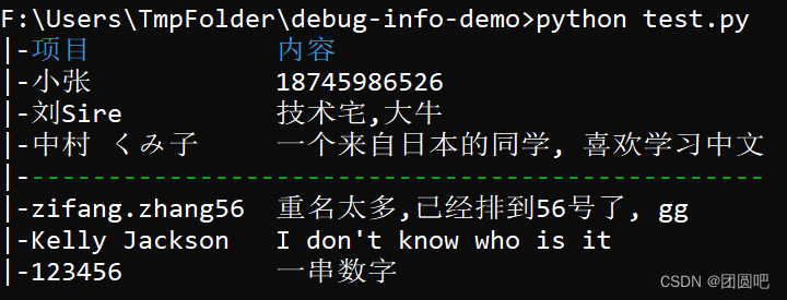 DebugInfo 表格中添加分隔行的效果展示