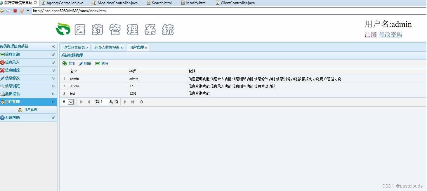 Java项目:医药信息管理系统(java+SSM+HTML+easyui+mysql)