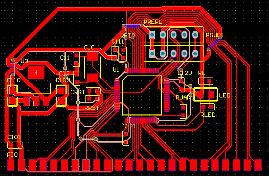 ▲ 图1.2.2 快速制版单面PCB设计图