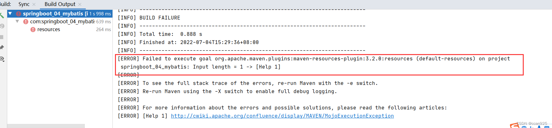 Failed to execute goal org.apache.maven.plugins:maven-resources-plugin:3.2.0:resources (default-reso