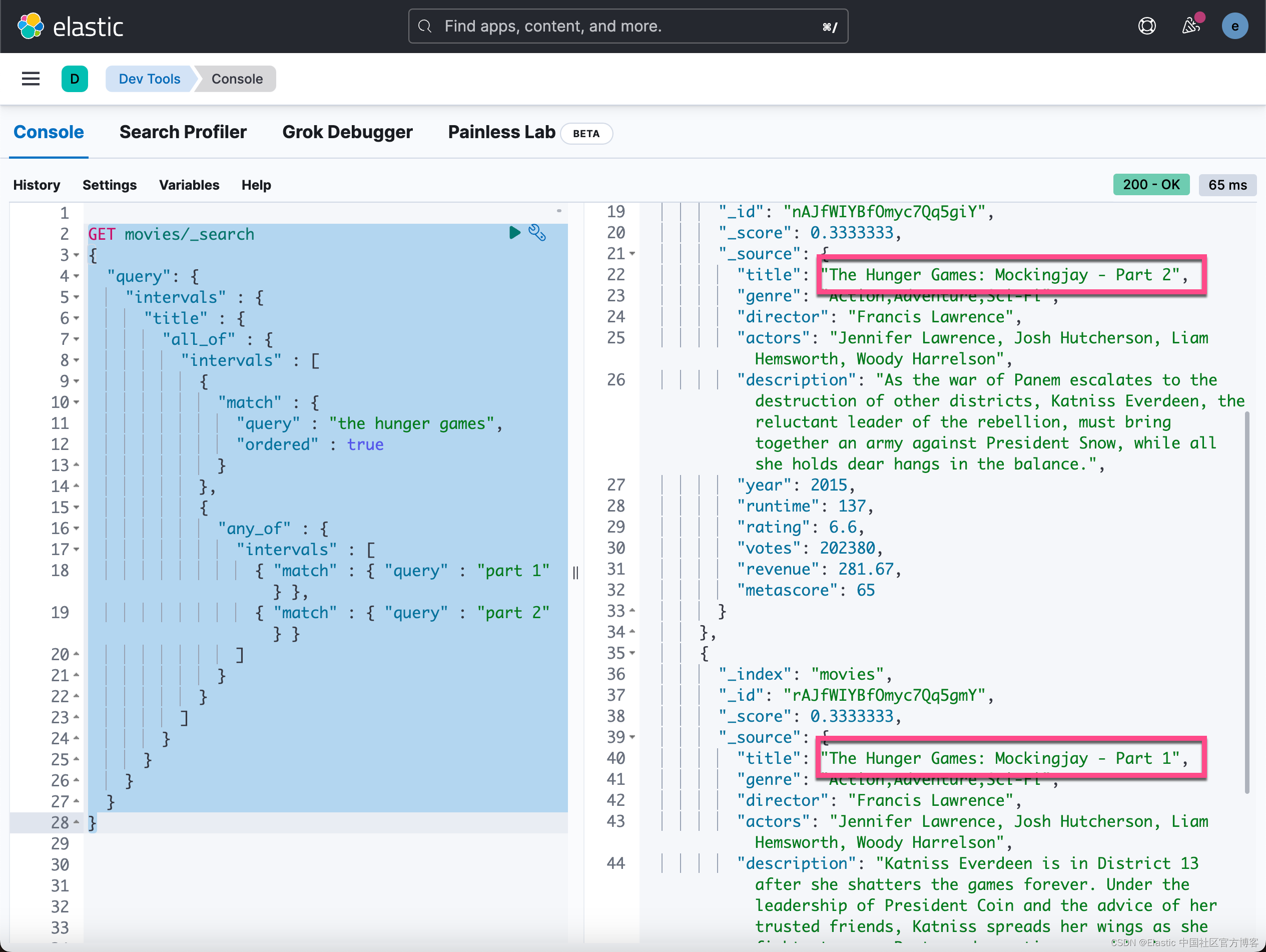 Elasticsearch：使用 intervals query - 根据匹配项的顺序和接近度返回文档