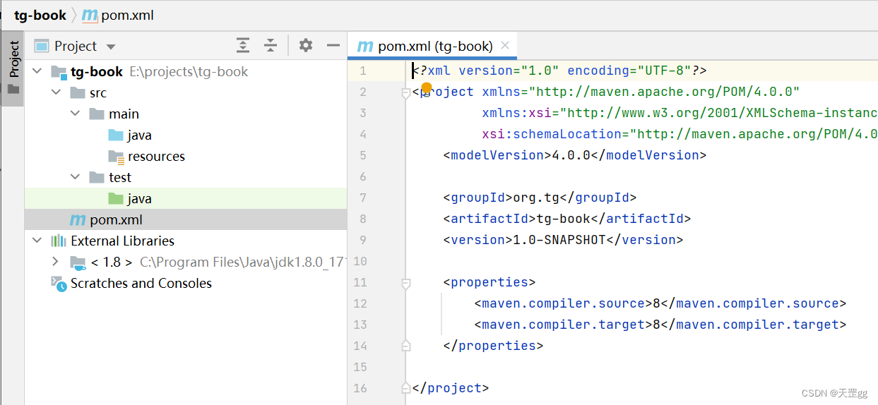 IDEA创建的干净Maven项目tg-book