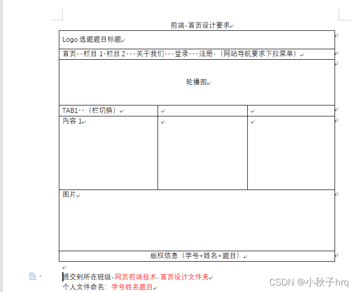 首页设计具体要求