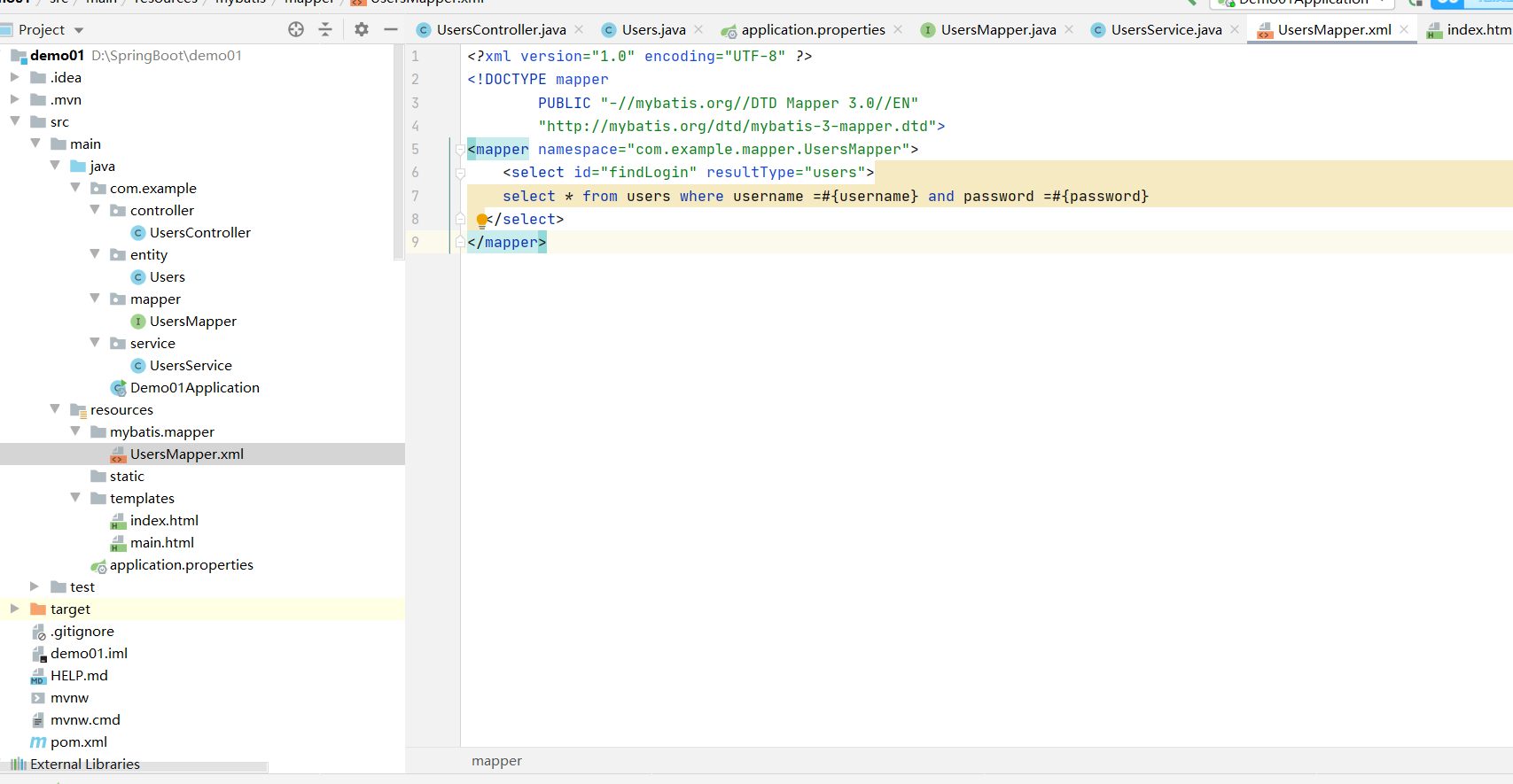 springboot+mybatis+mysql 实现简单的用户登录功能 详细过程 附带源码_springboot + mysql实现登录功能 ...