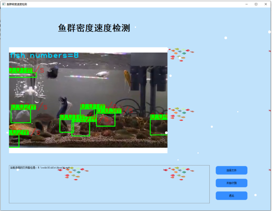 基于Python+OpenCV+PyQt5鱼群密度和速度检测系统