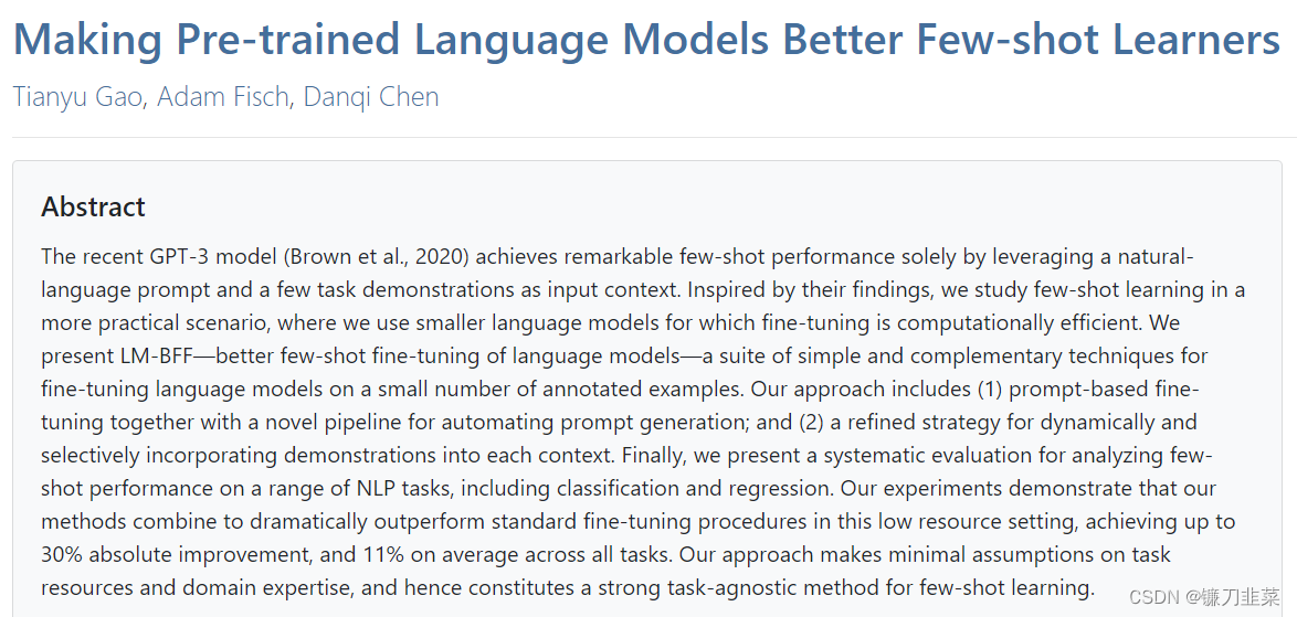 Making Pre-trained Language Models Better Few-shot Learners