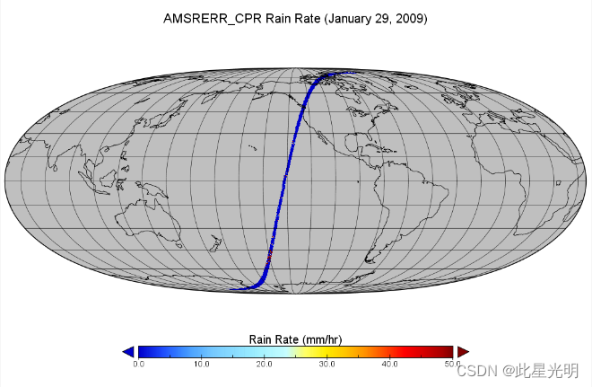 AMSR-E L2 降雨子集：GES DISC 的 CloudSat 轨道 V002 (AMSERR_CPR) 位于同一地点