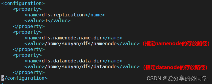 2 在hadoop目錄下執行命令:vi etc/hadoop/hdfs-site.