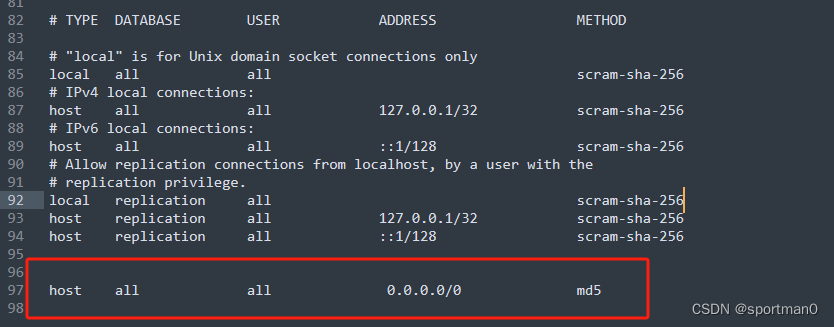 geoserver pg_hba.conf 设置连接