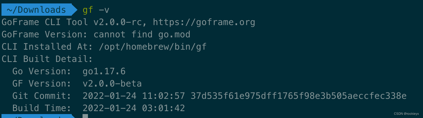 mac 环境下 goframe安装GF开发工具 gf-cli（安装包方式安装）
