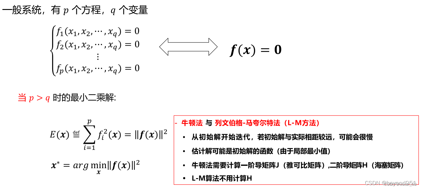 齐次和非齐次线性方程组和非线性方程组的求解