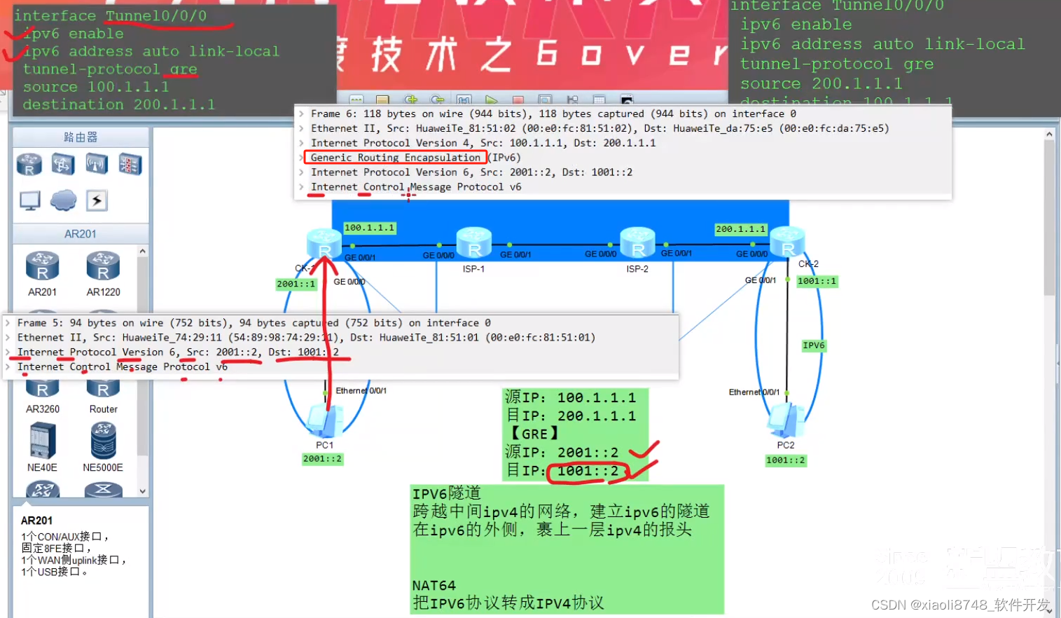 【IPV6】--- IPV6过渡技术之6 over 4隧道配置