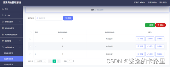 图5-10商品类型管理界面