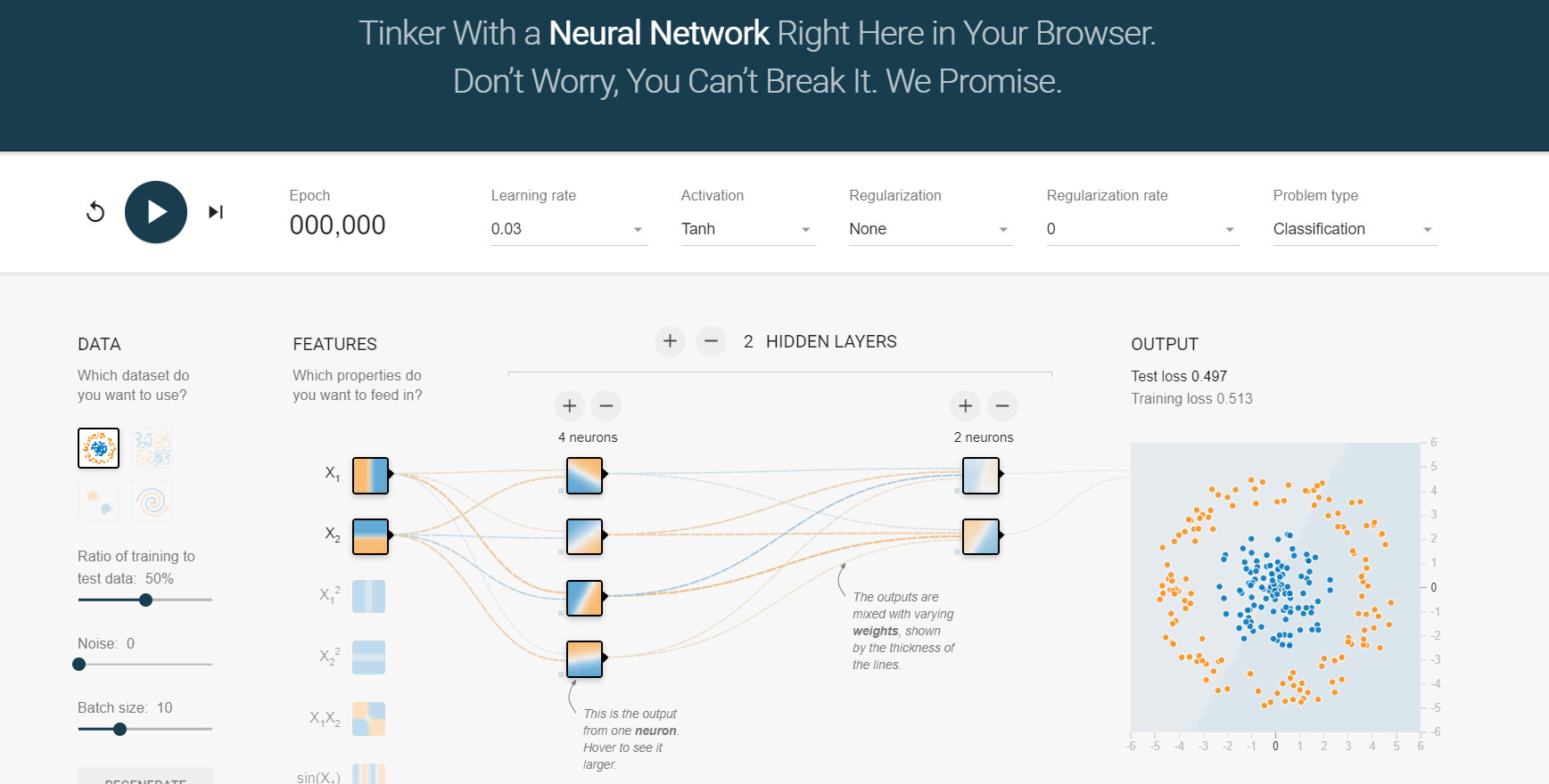 XAI之DL：神经网络可视化—一个谷歌的在线DNN动态调参小工具(基于TensorFlow库实现神经网络调参可视化)的简介、使用方法 ...