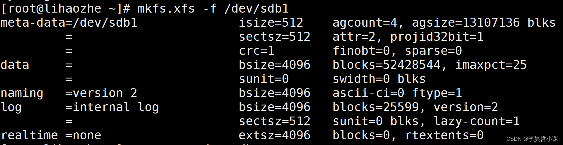 Format disk partition in Linux