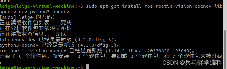 虚拟机VMware下ROS Neotic(Ubuntu 20.04)下安装OpenCV
