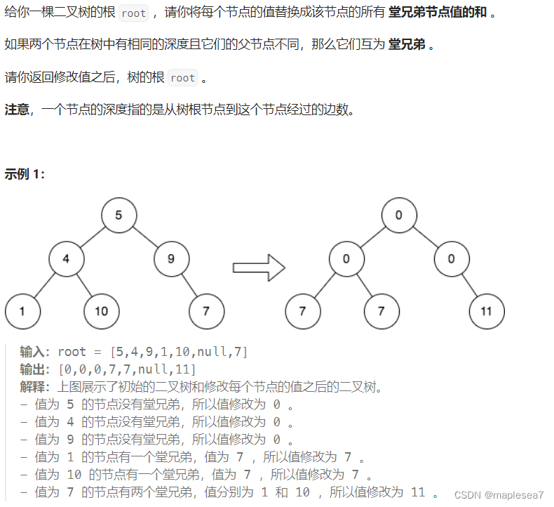 Leetcode 2641. 二叉树的堂兄弟节点 II