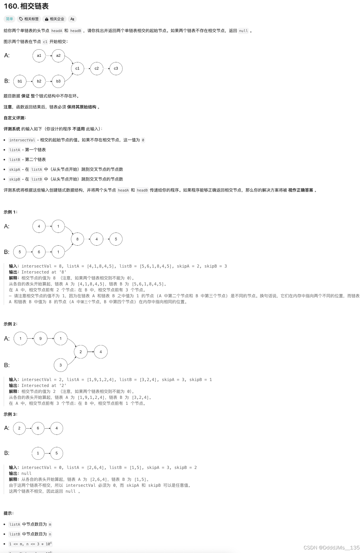 C语言 | Leetcode C语言题解之第160题相交链表