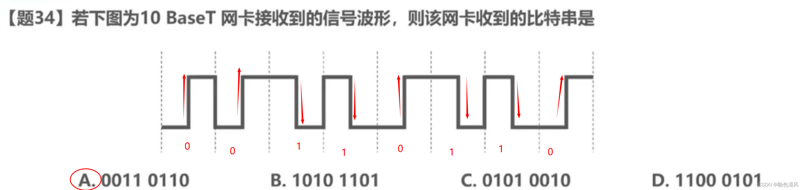 【计算机网络】常用编码方式+例题(曼彻斯特编码、差分曼彻斯特编码...)