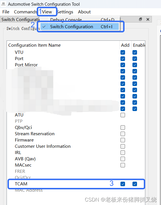 Show configuration Item order and Enable state